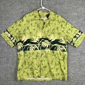 Vintage Winnie Fashion Shirt Mens 2XL Hawaiian Green Graphic Short‎ Sleeve